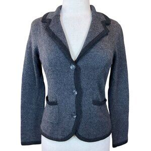 August Silk Gray Merino Wool Blend Sweater Cardigan Blazer Large
